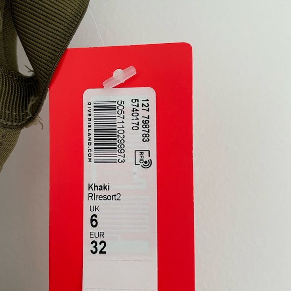 River Island Ribbed Plunge One-Piece in Khaki - Picture 4 of 8